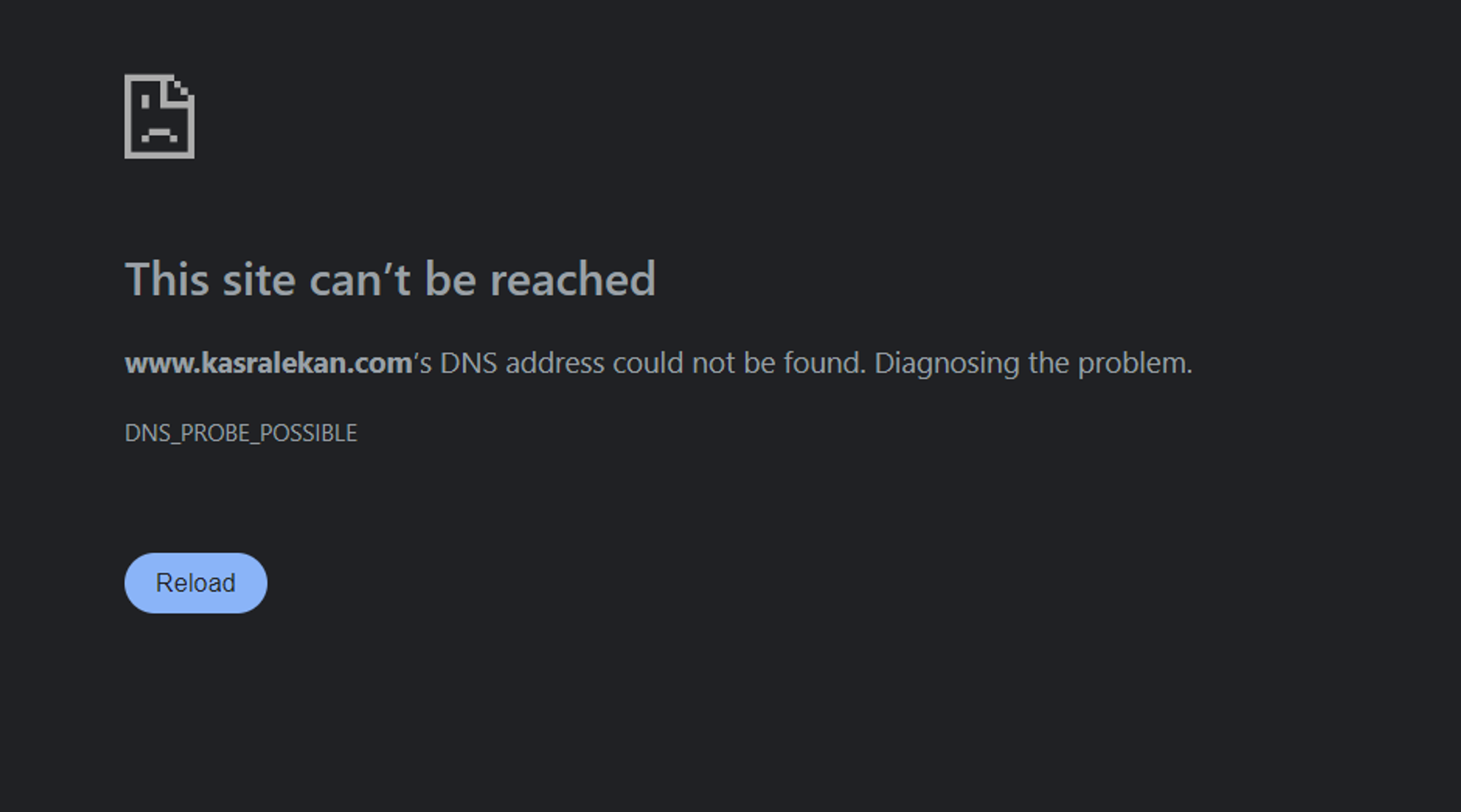 DNS error on website